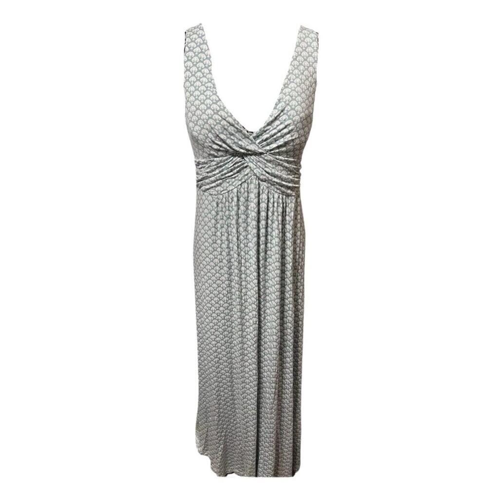 Soft Surroundings Women’s PXL Sleeveless Maxi Dress Green/White Built In Bra